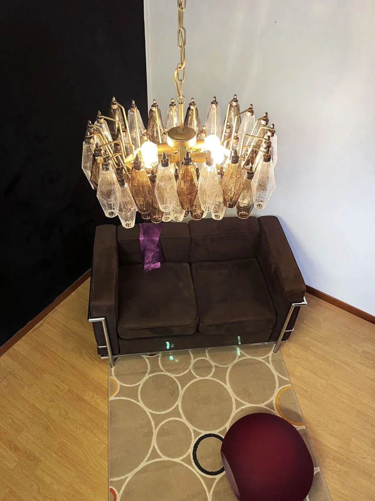Poliedri Murano Transparent Smoked Chandelier product image