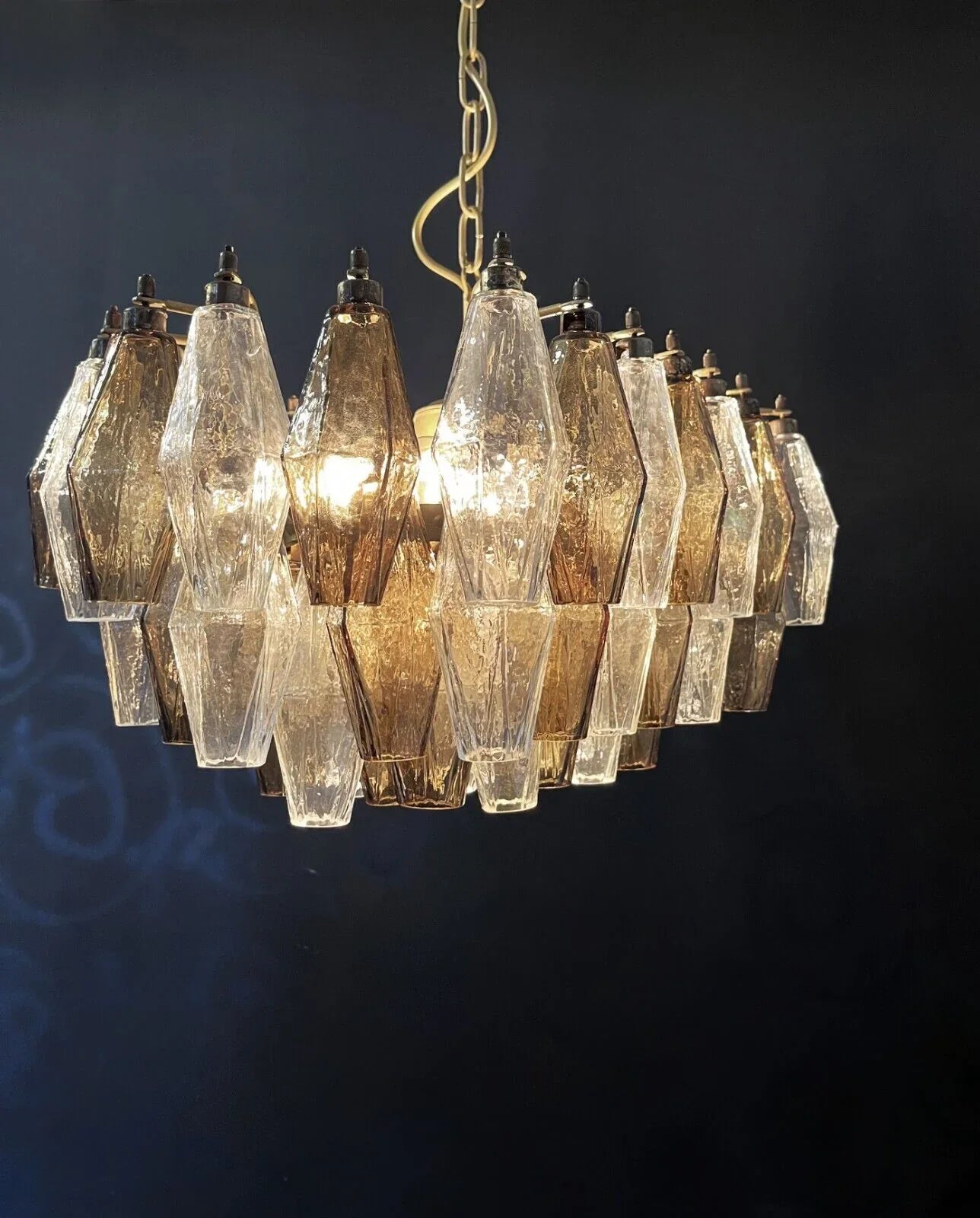 Poliedri Murano Transparent Smoked Chandelier product image