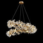 Elegant Brass Branch Chandelier Crystal Leaves Pendant Light For Living/ Bedroom Decor by Bling Lighting Studio