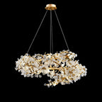 Elegant Brass Branch Chandelier Crystal Leaves Pendant Light For Living/ Bedroom Decor by Bling Lighting Studio