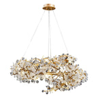 Elegant Brass Branch Chandelier Crystal Leaves Pendant Light For Living/ Bedroom Decor by Bling Lighting Studio