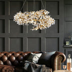 Elegant Brass Branch Chandelier Crystal Leaves Pendant Light For Living/ Bedroom Decor by Bling Lighting Studio