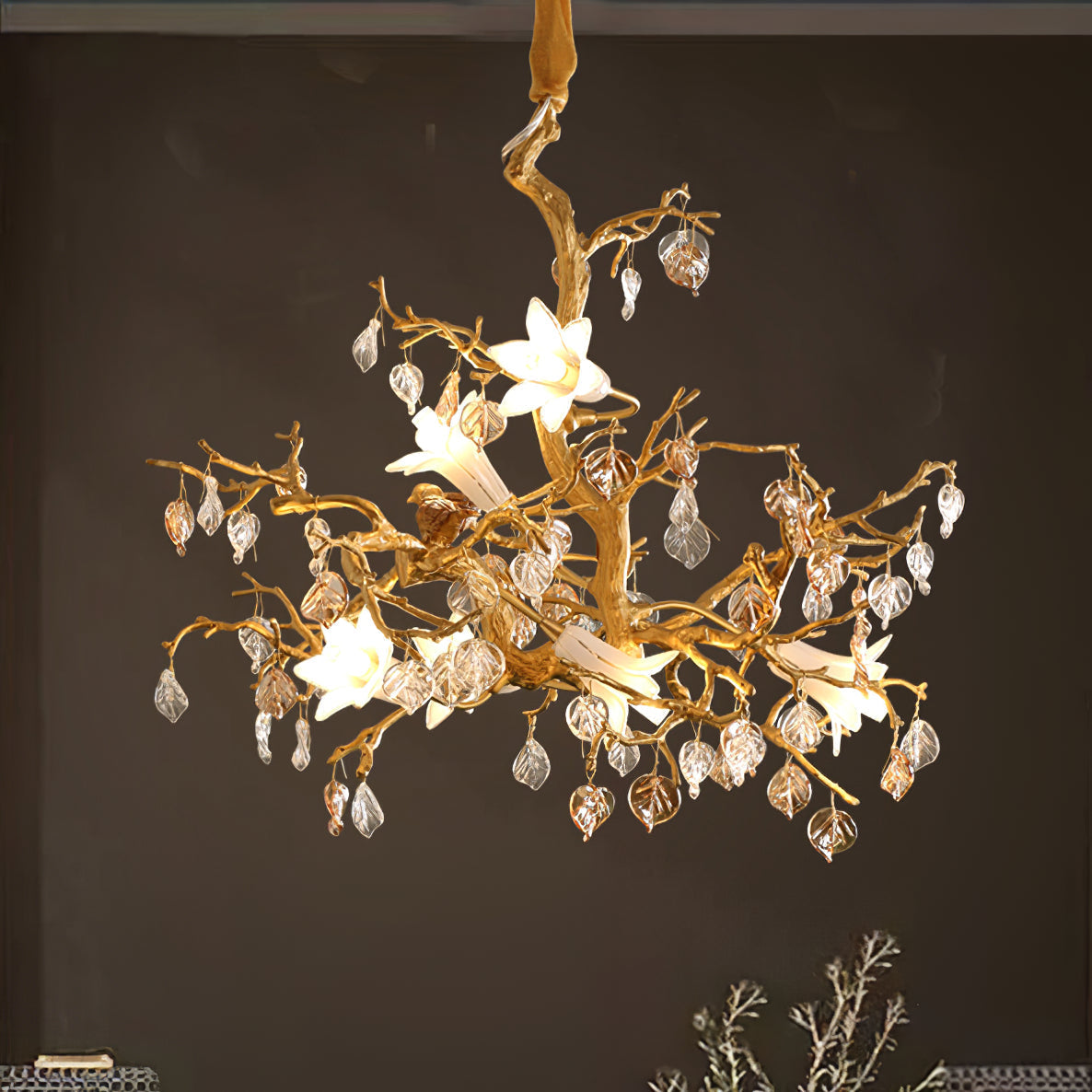 Zeke Branch Brass Crystal Chandelier by Bling Lighting Studio