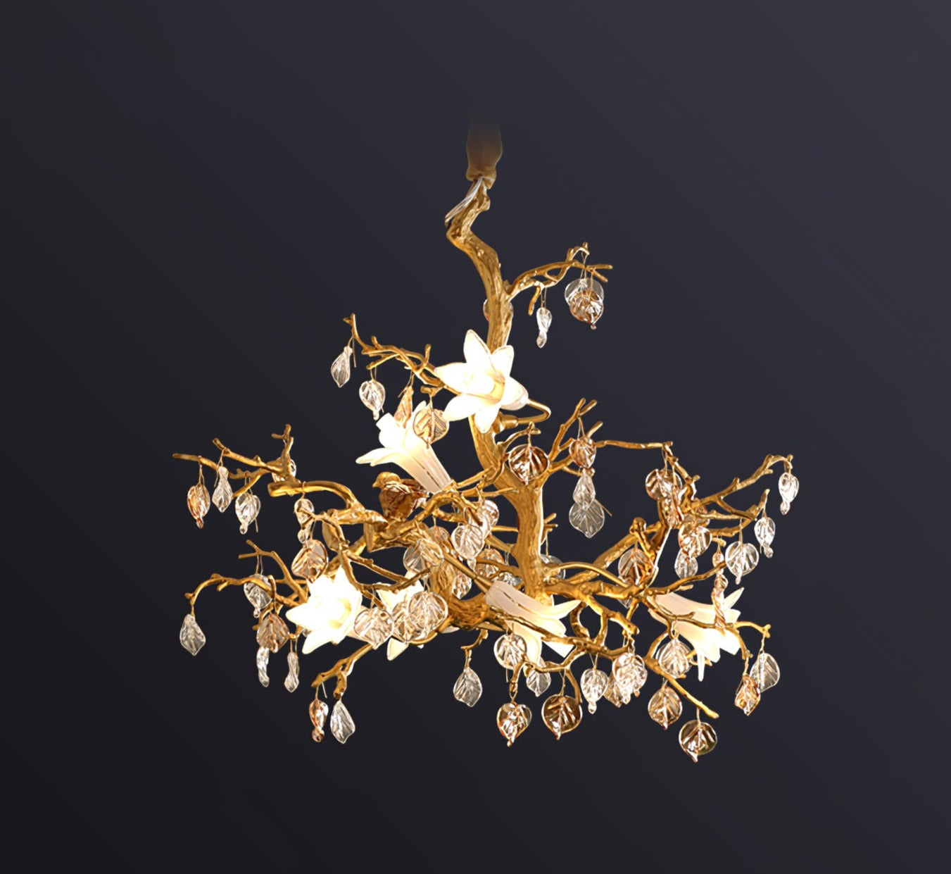 Zeke Branch Brass Crystal Chandelier by Bling Lighting Studio
