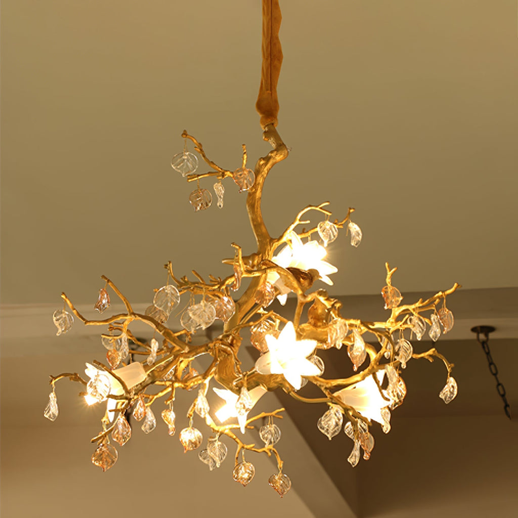 Zeke Branch Brass Crystal Chandelier by Bling Lighting Studio