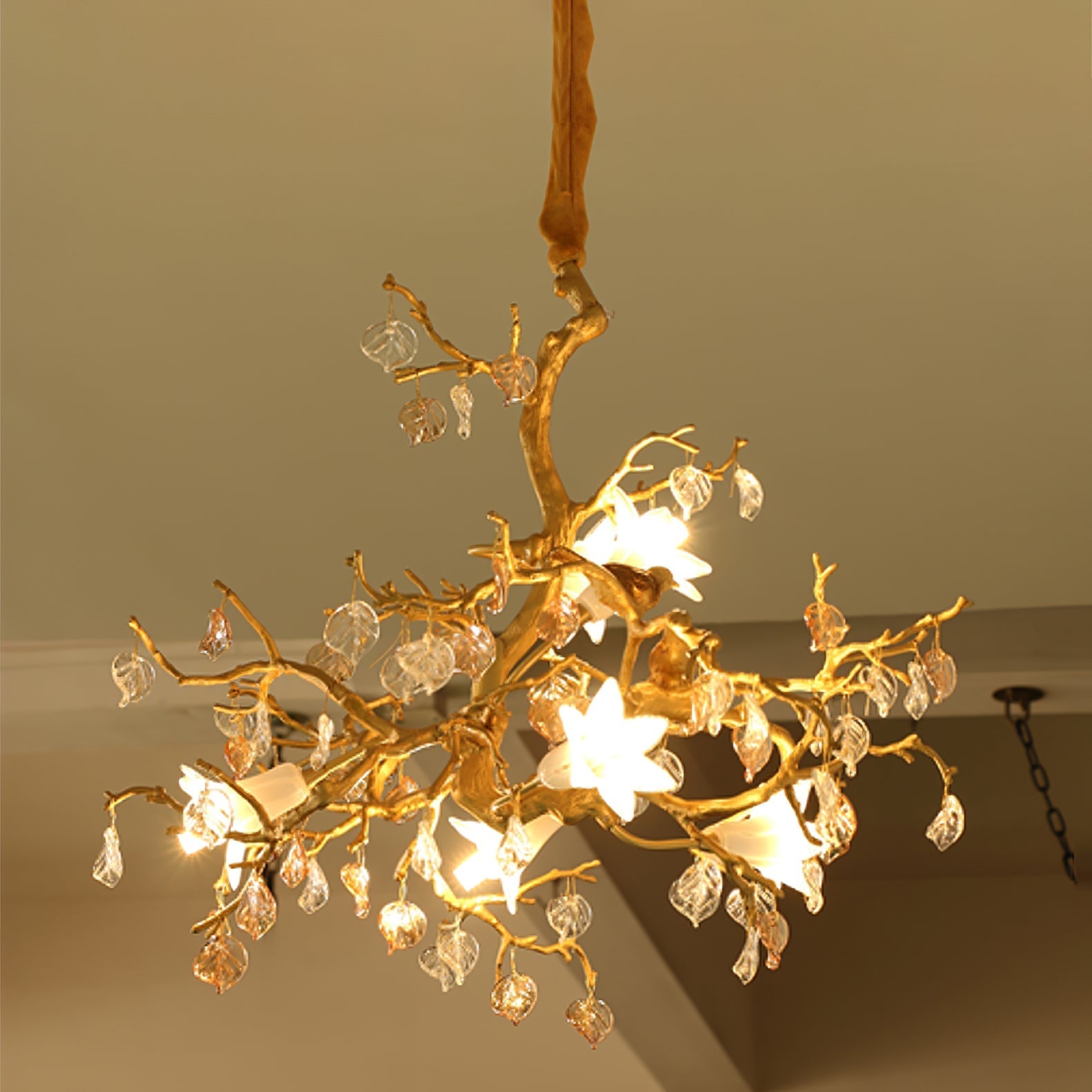 Zeke Branch Brass Crystal Chandelier by Bling Lighting Studio