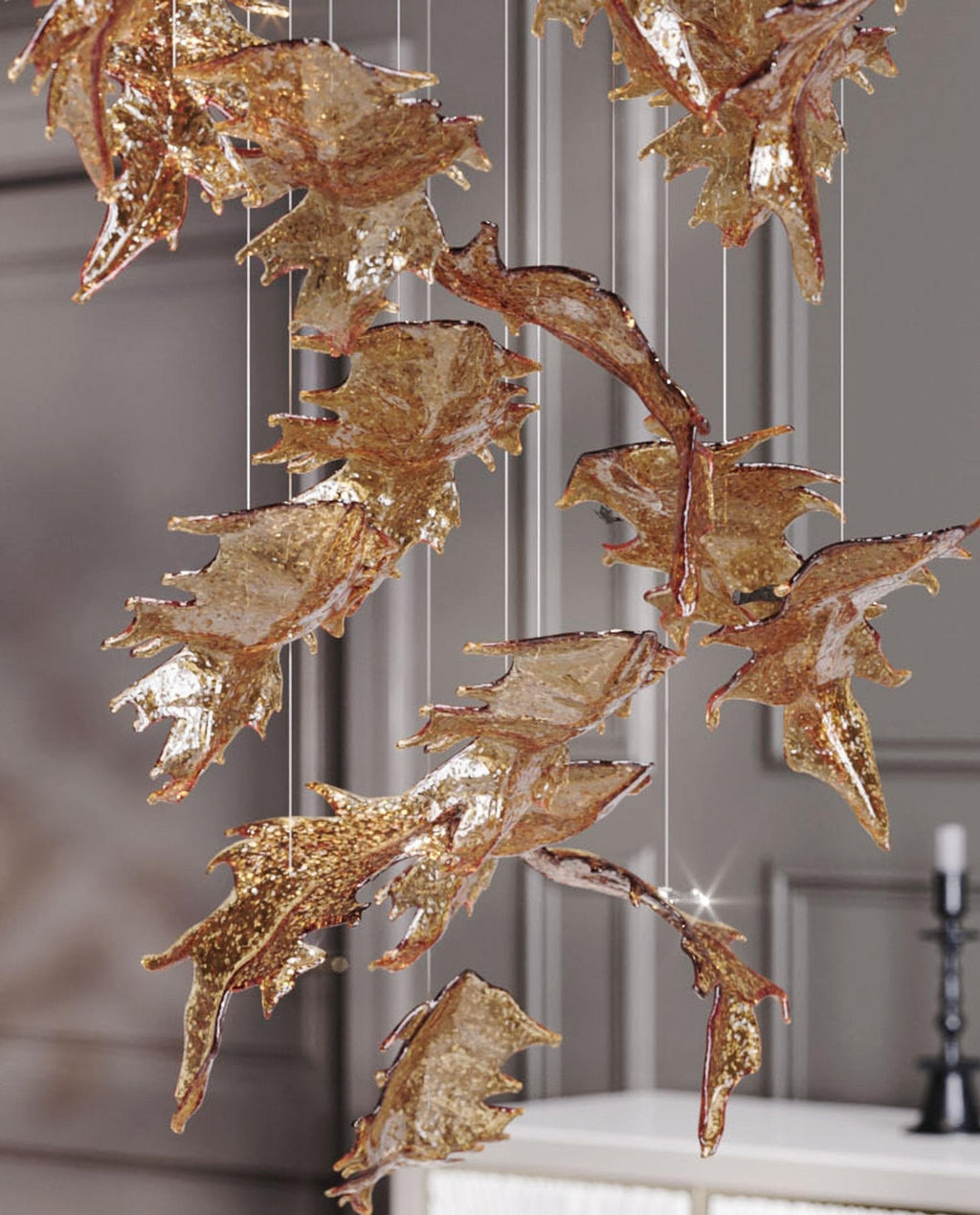 Organic Leaf Chandelier material and finish detail