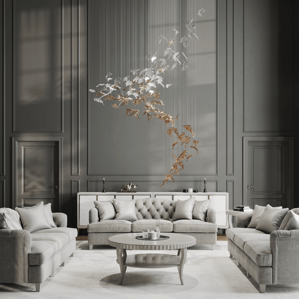 Organic Leaf Chandelier detail view