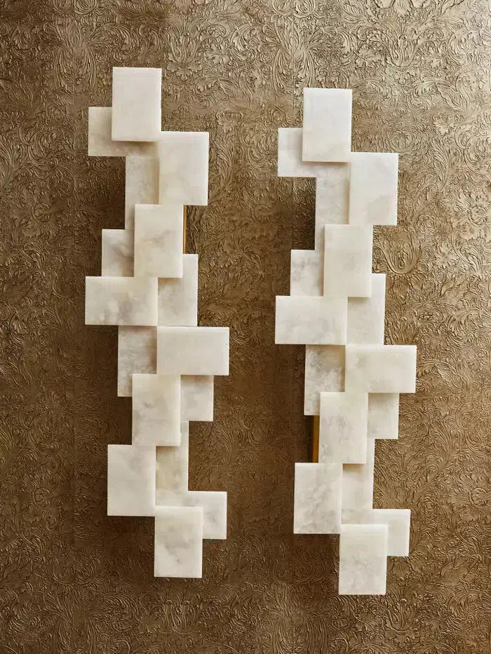 Pair Of Long Wall Sconces in Alabaster by Bling Lighting Studio