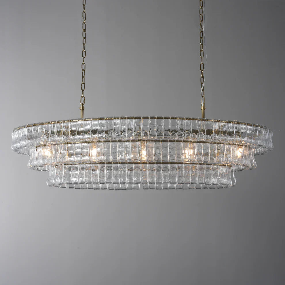 Luxury Amor Ghiaccio Glass Oval Chandelier 54"W/65"W material and finish detail