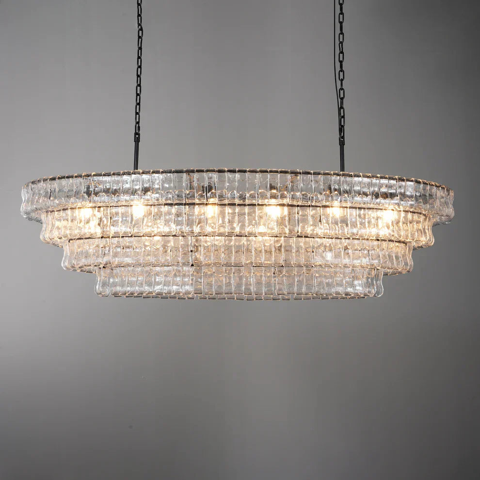 Luxury Amor Ghiaccio Glass Oval Chandelier 54"W/65"W product image