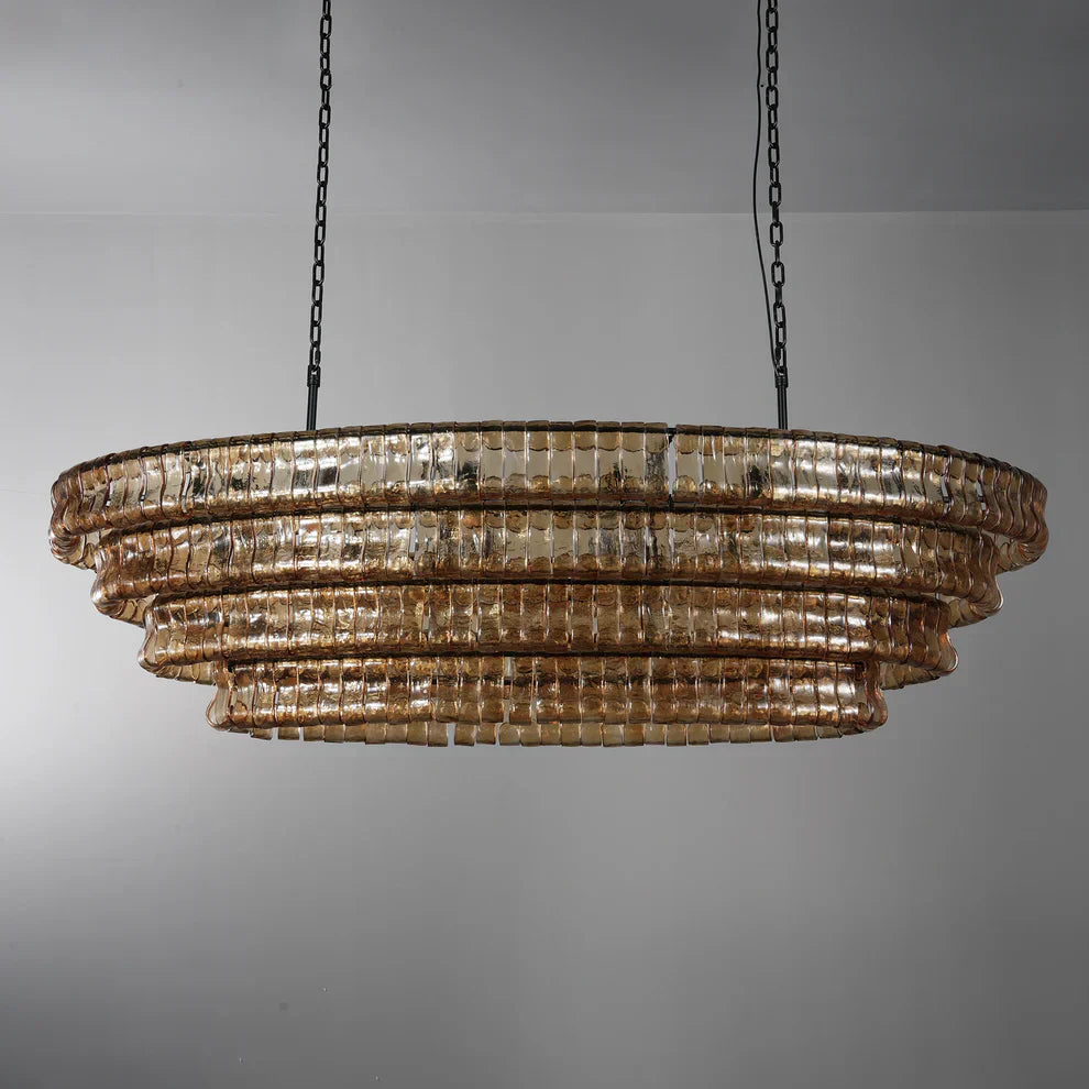Luxury Amor Ghiaccio Glass Oval Chandelier 54"W/65"W product image