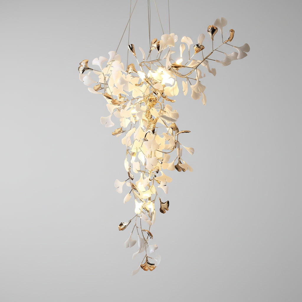 Golden Fan Leaf Artistic Chandelier by Bling Lighting Studio