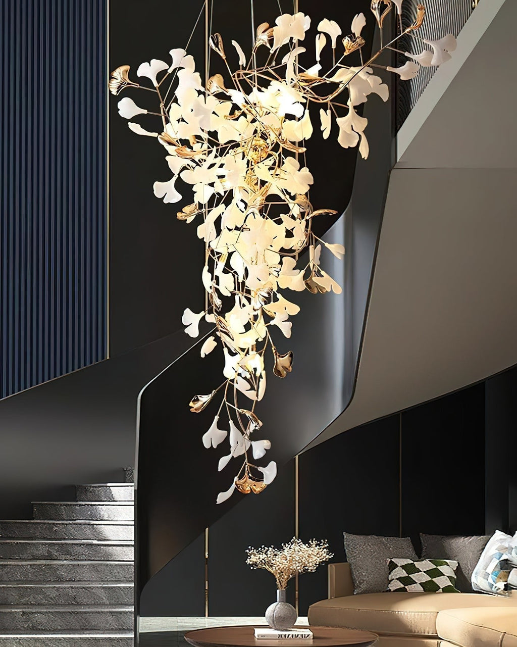 Golden Fan Leaf Artistic Chandelier product image