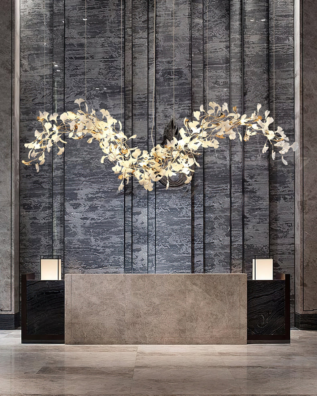 Golden Fan Leaf Artistic Chandelier product image