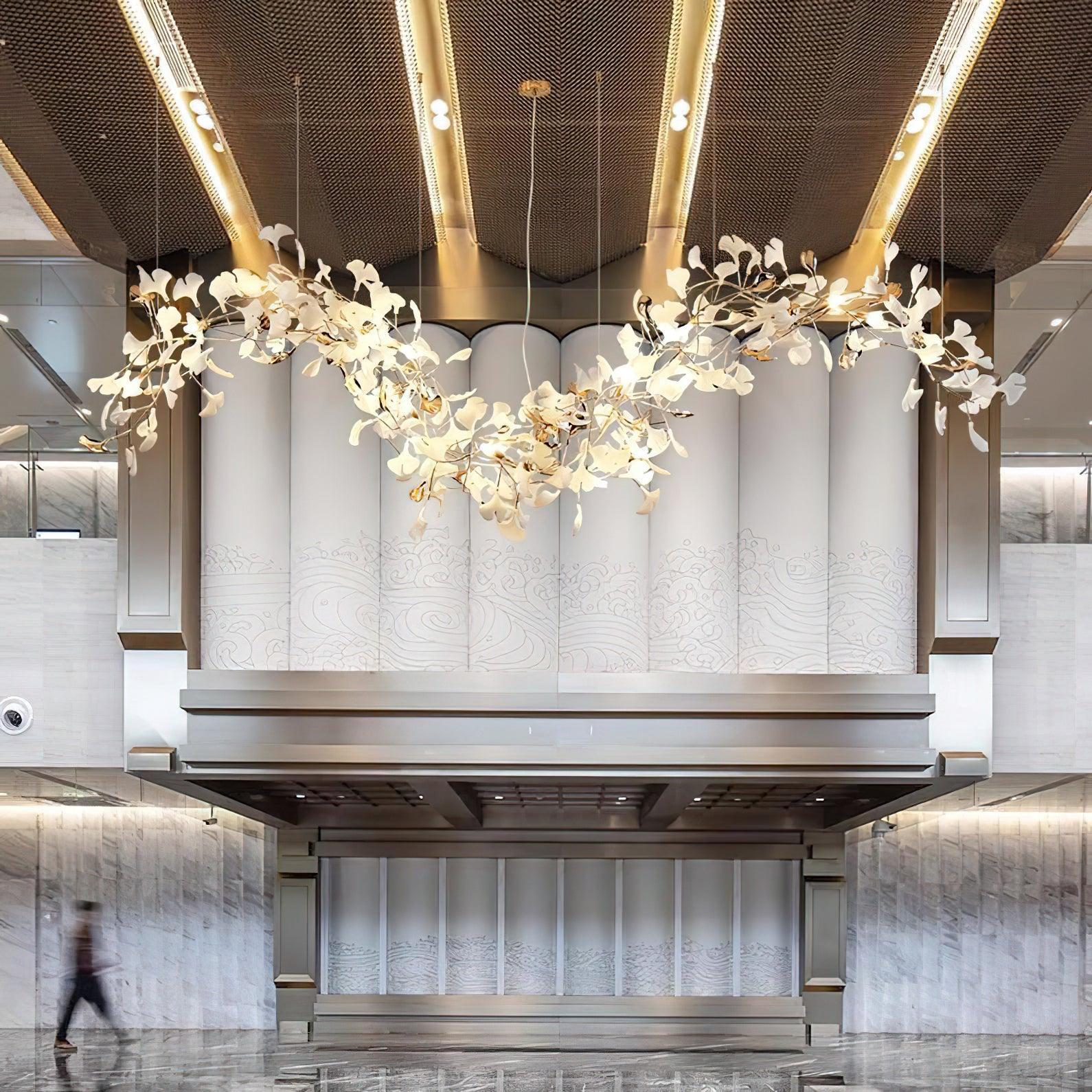 Golden Fan Leaf Artistic Chandelier additional product view