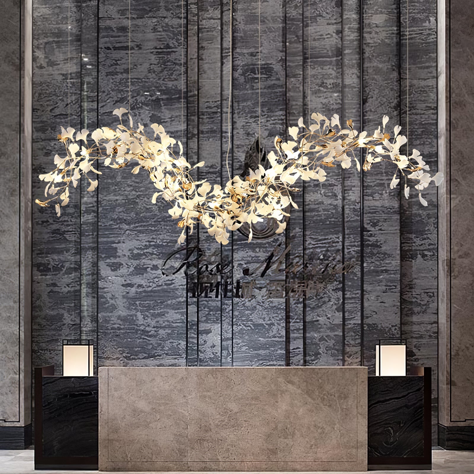 Golden Fan Leaf Artistic Chandelier product image
