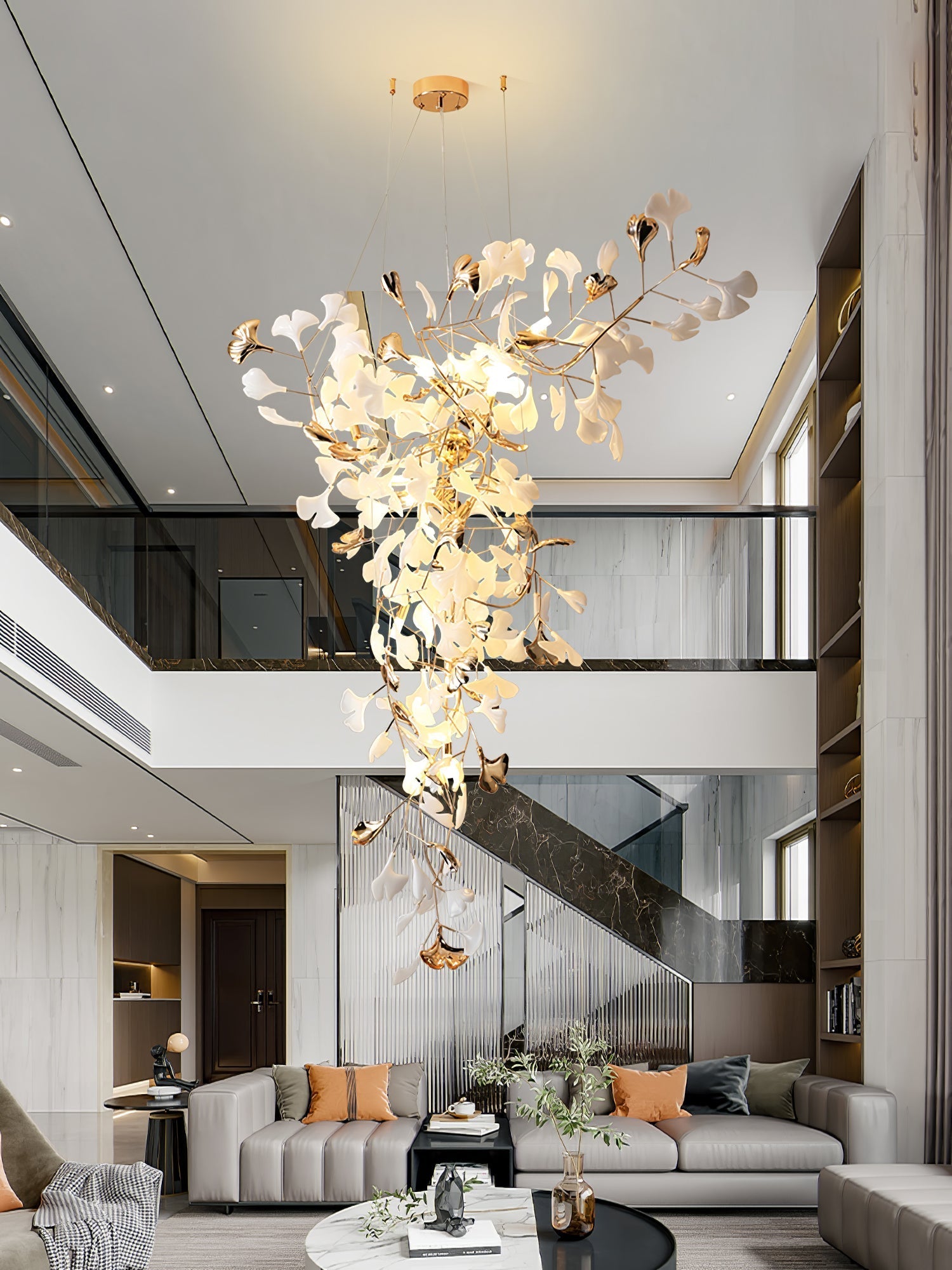 Golden Fan Leaf Artistic Chandelier product image