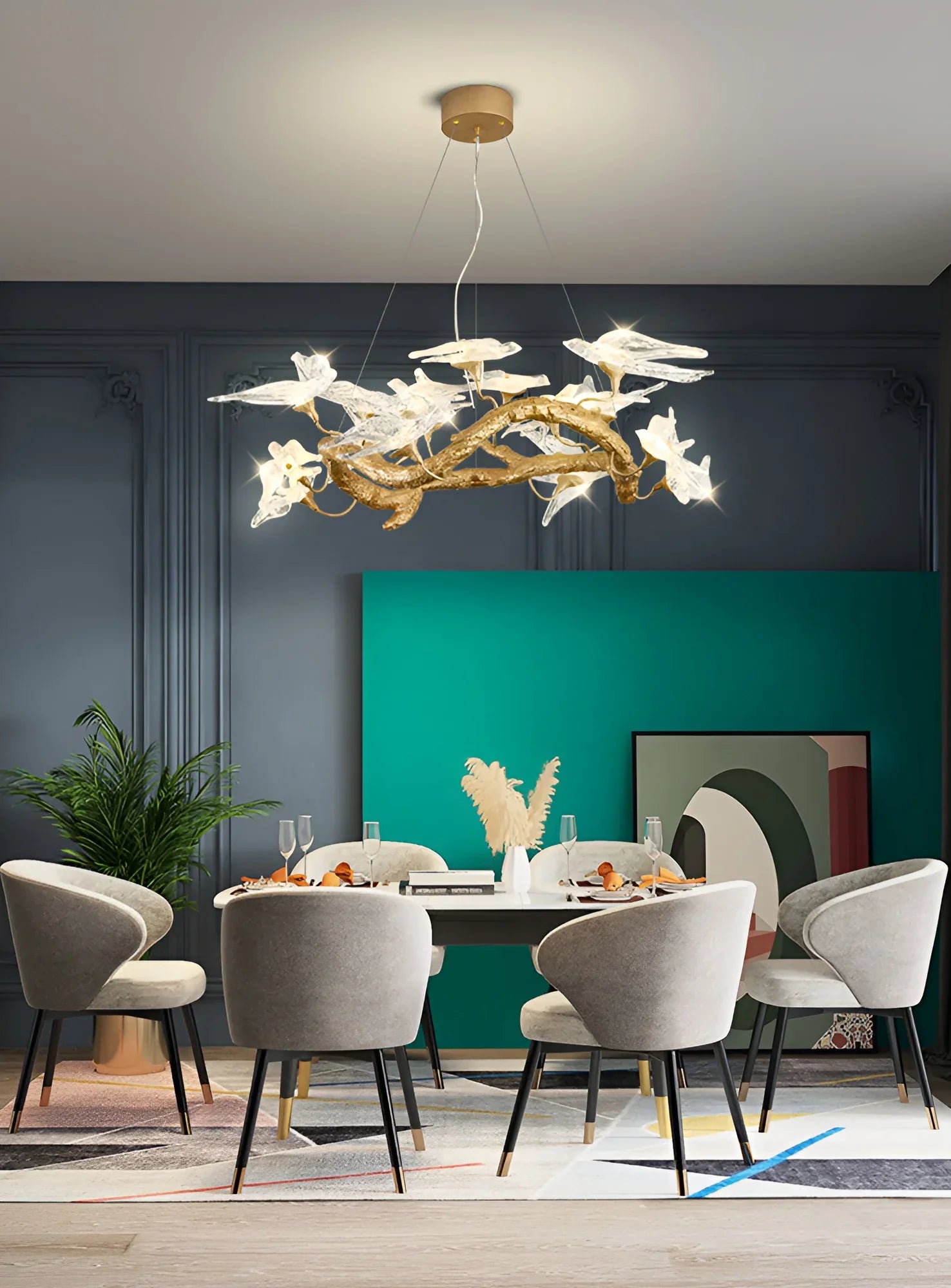 Glass Swallow Branch Chandelier product image