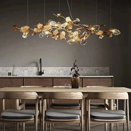 Gold Leaf Branch Chandelier by Bling Lighting Studio