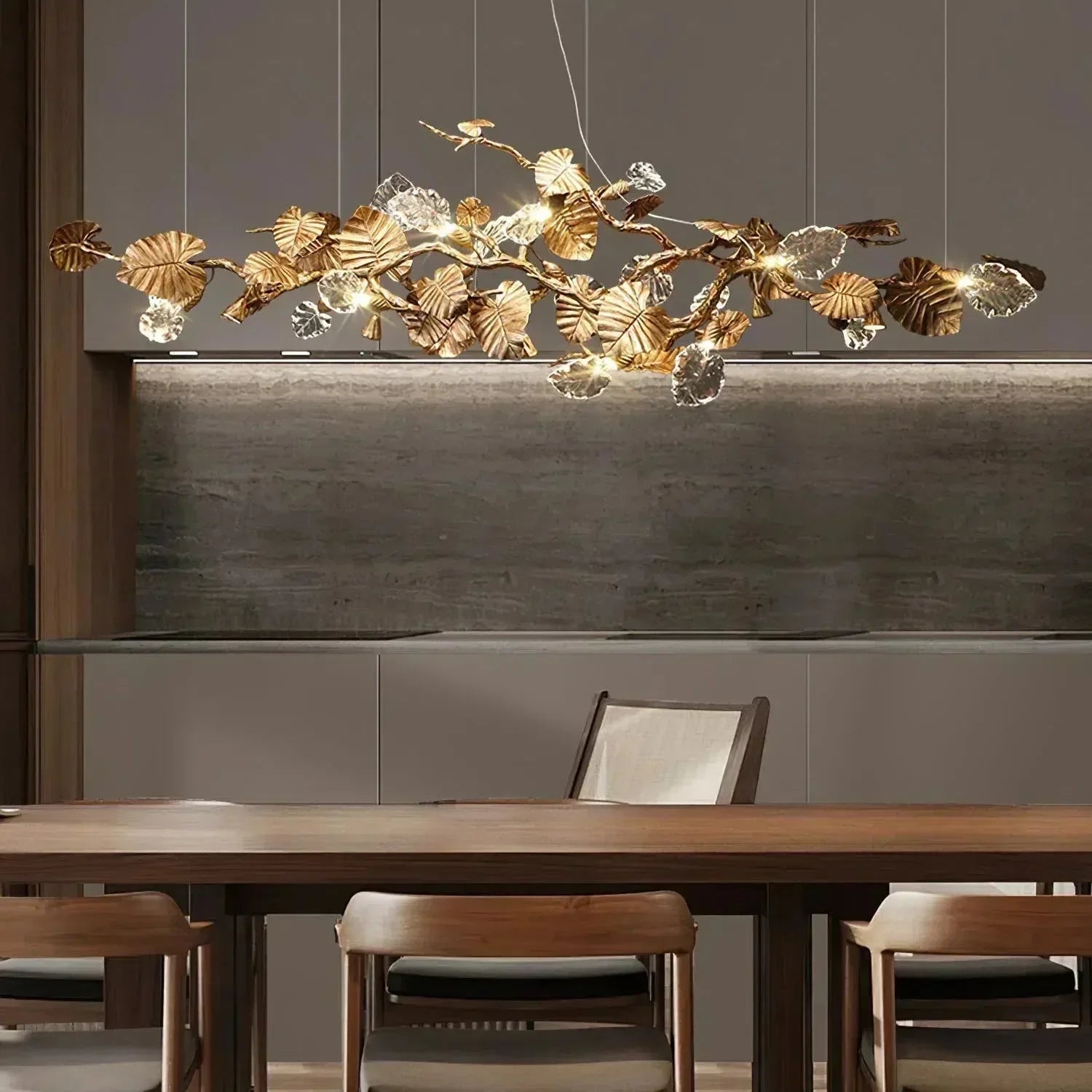 Gold Leaf Branch Chandelier by Bling Lighting Studio