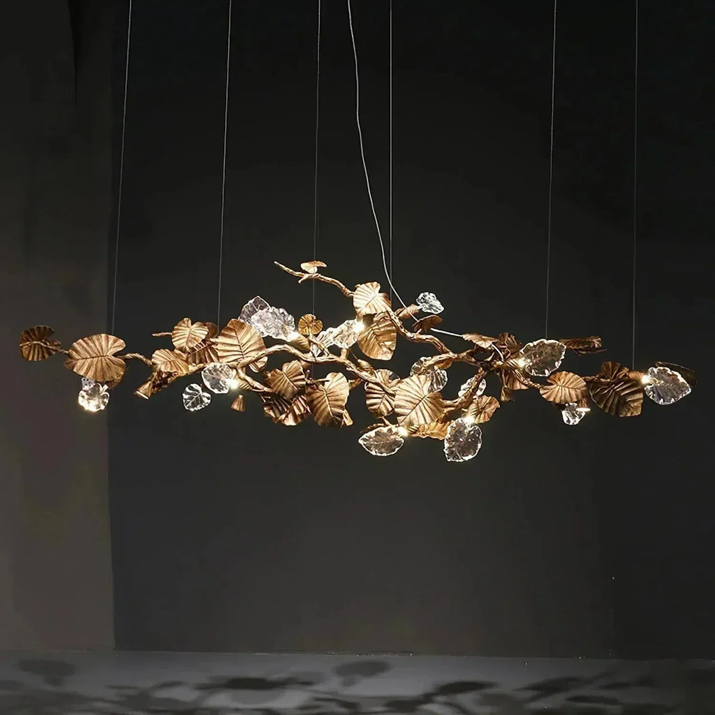 Gold Leaf Branch Chandelier by Bling Lighting Studio