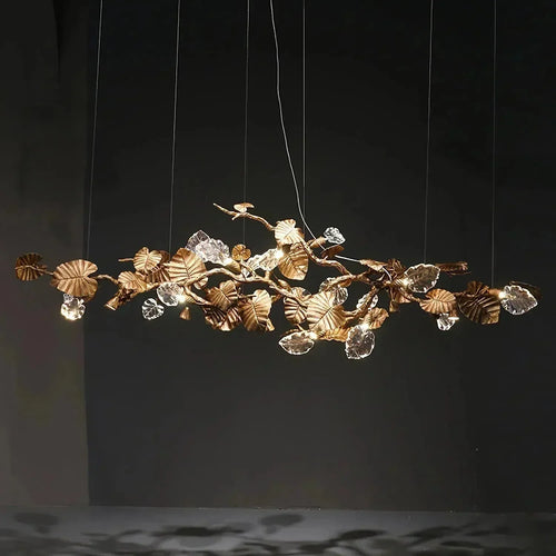 Gold Leaf Branch Chandelier by Bling Lighting Studio