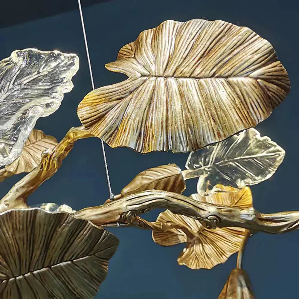 Gold Leaf Branch Chandelier by Bling Lighting Studio