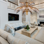 Luxury Palm Tree Crystal Chandelier in Brass for Living Room and Low Ceiling Spaces by Bling Lighting Studio