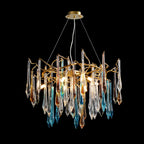 Gold Round Teardrop Branch Chandelier by Bling Lighting Studio