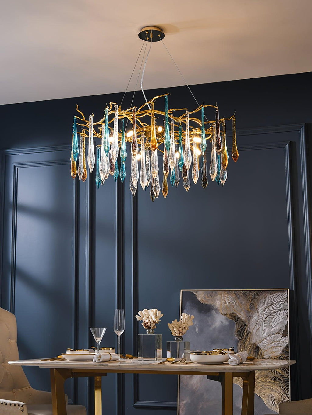 Gold Round Teardrop Branch Chandelier product image