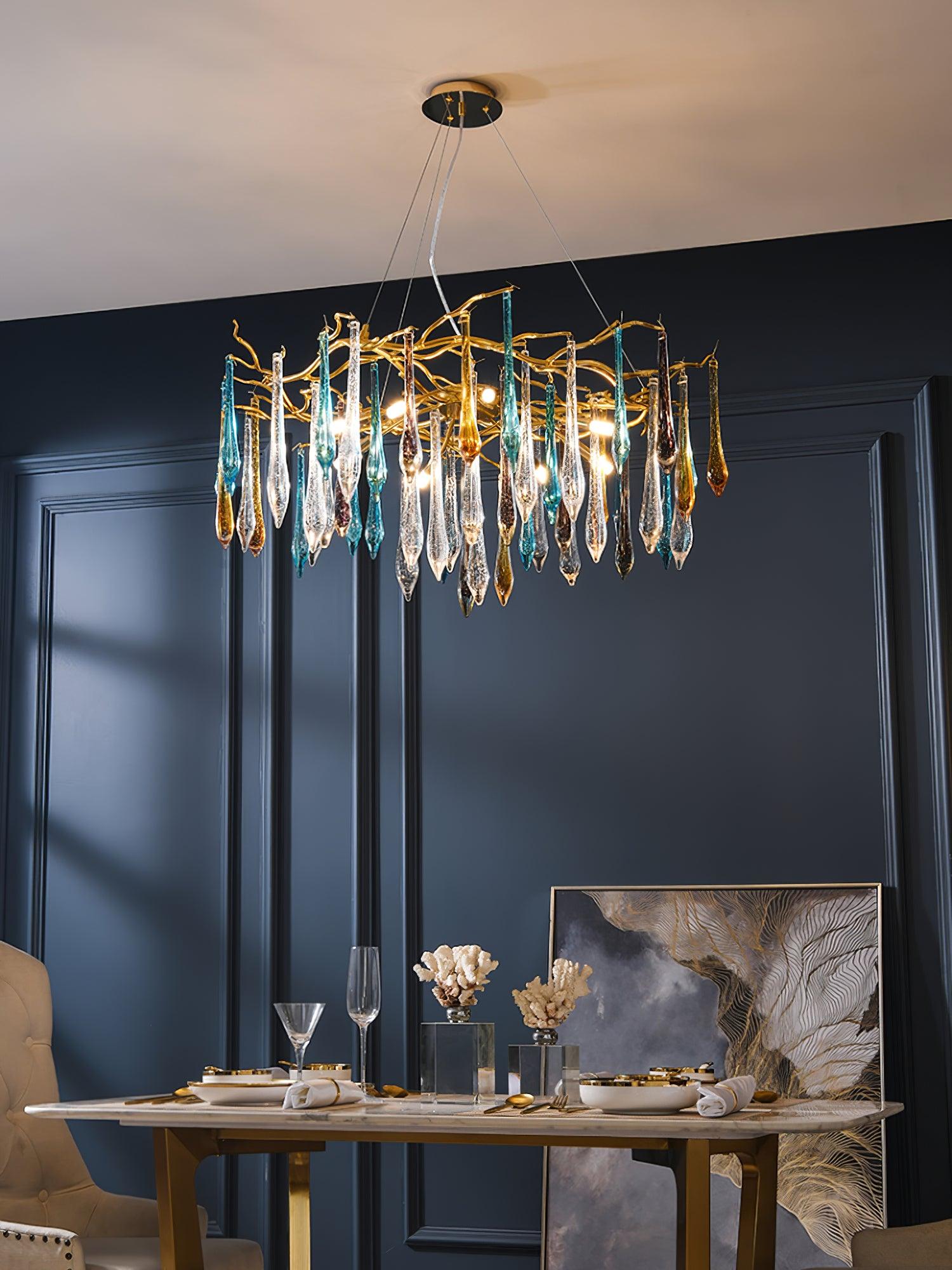 Gold Round Teardrop Branch Chandelier product image