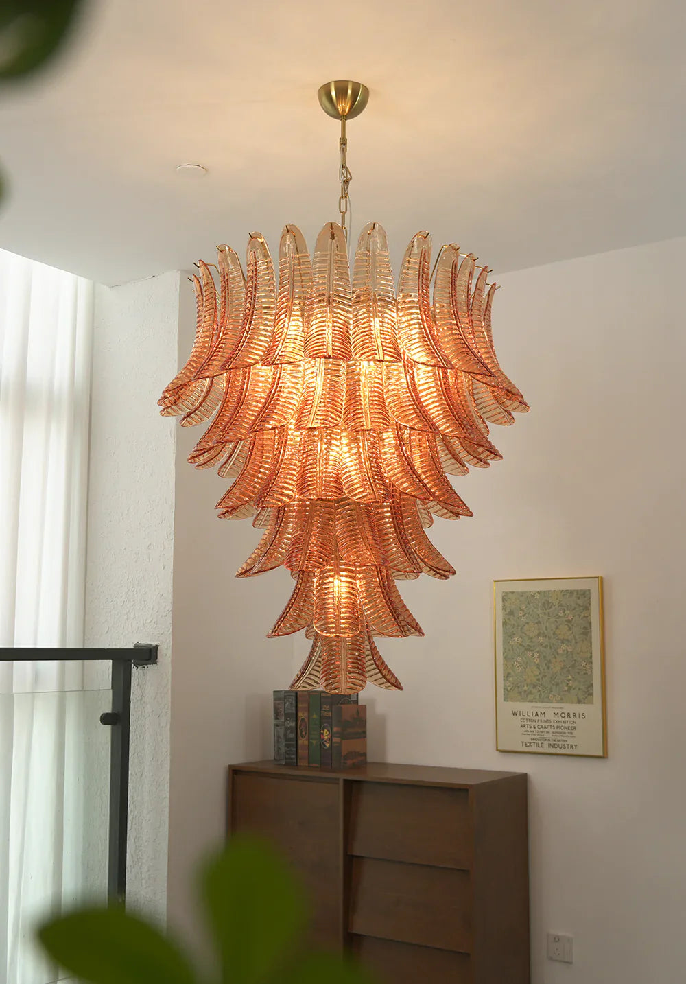 Gorgeous Murano Felci Amber Glass Chandelier material and finish detail