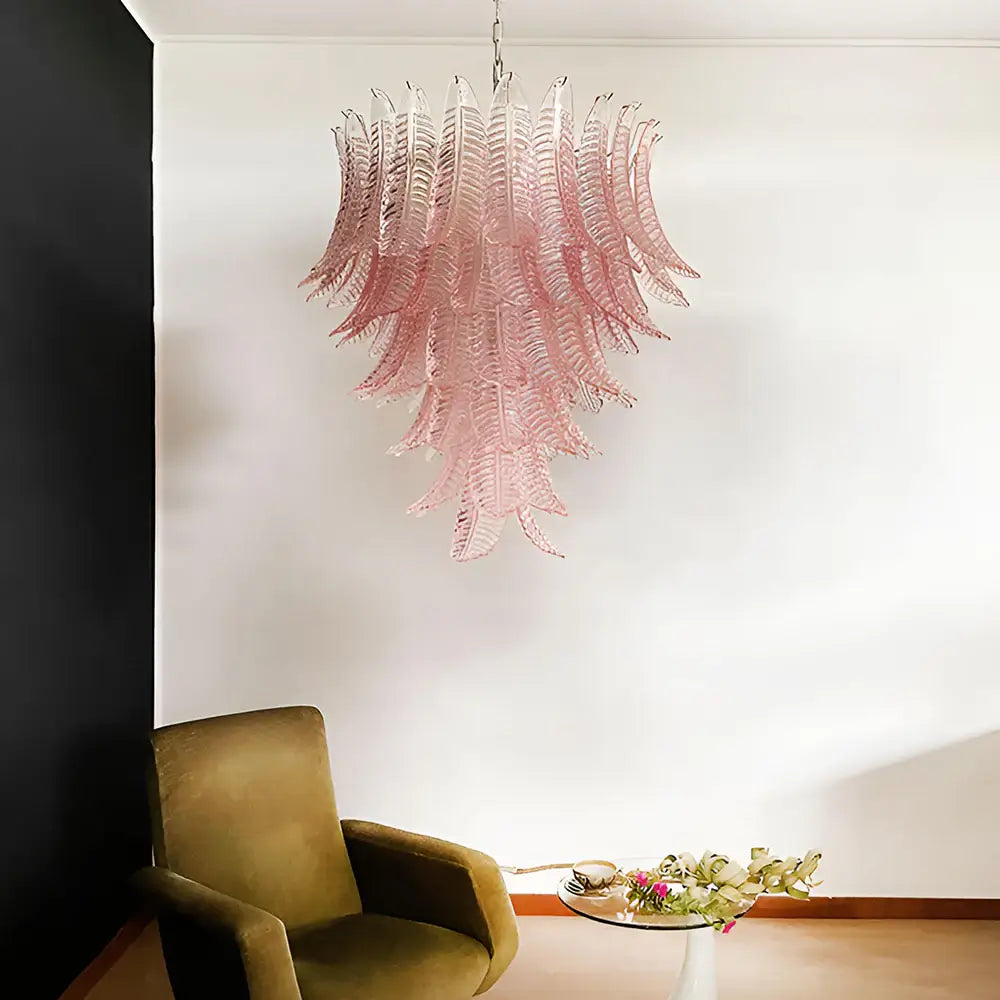 Gorgeous Murano Felci Pink Glass Chandelier detail view