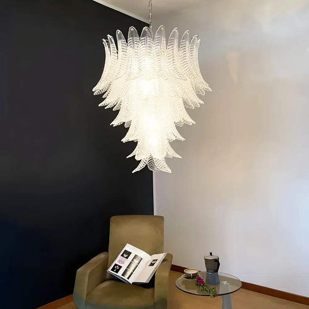 Gorgeous Murano Felci Transparent Glass Chandelier detail view