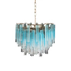 Gorgeous Murano Quadriedri Prisms Blue Chandelier by Bling Lighting Studio