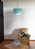 Gorgeous Murano Quadriedri Prisms Blue Chandelier material and finish detail