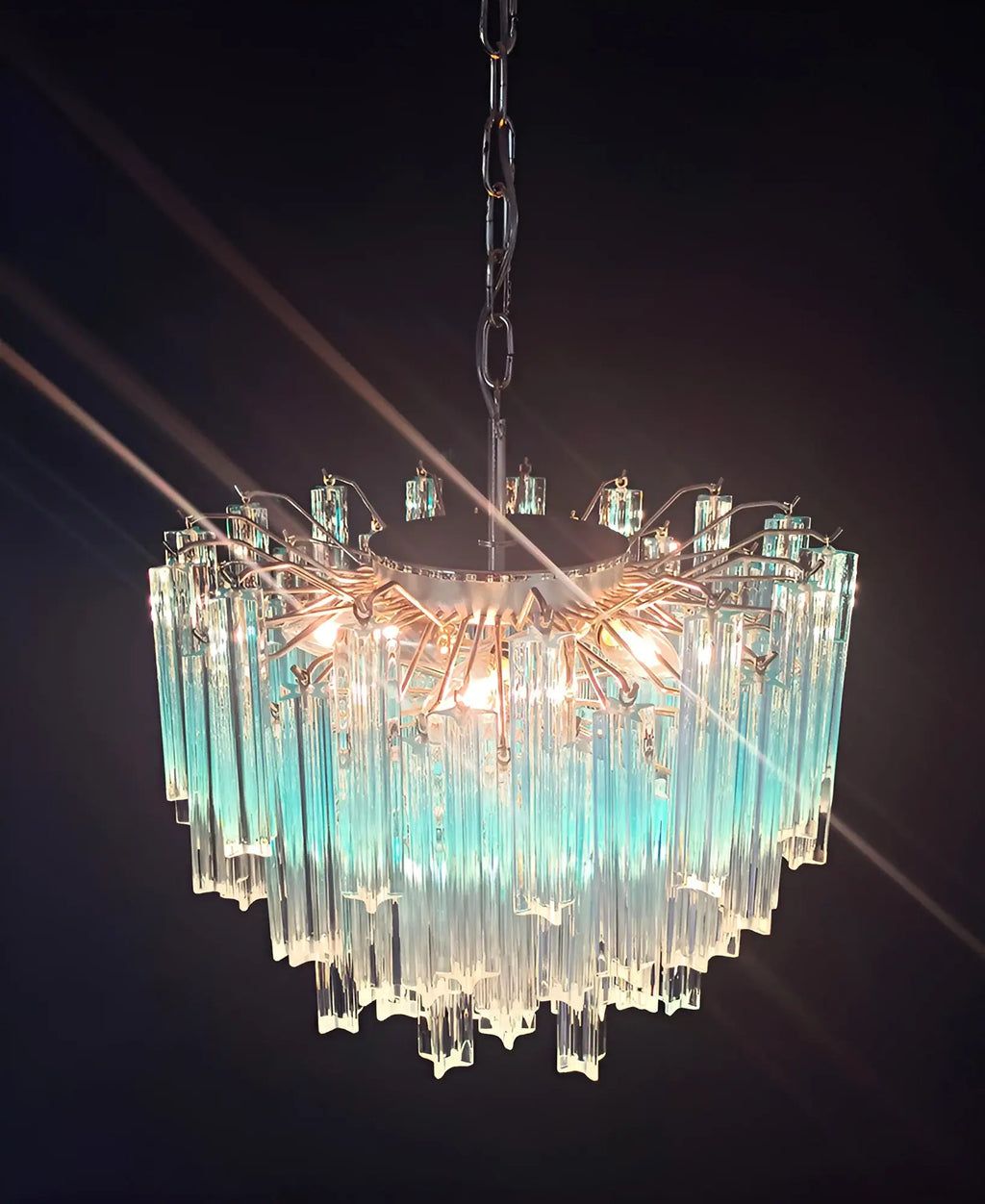 Gorgeous Murano Quadriedri Prisms Blue Chandelier product image