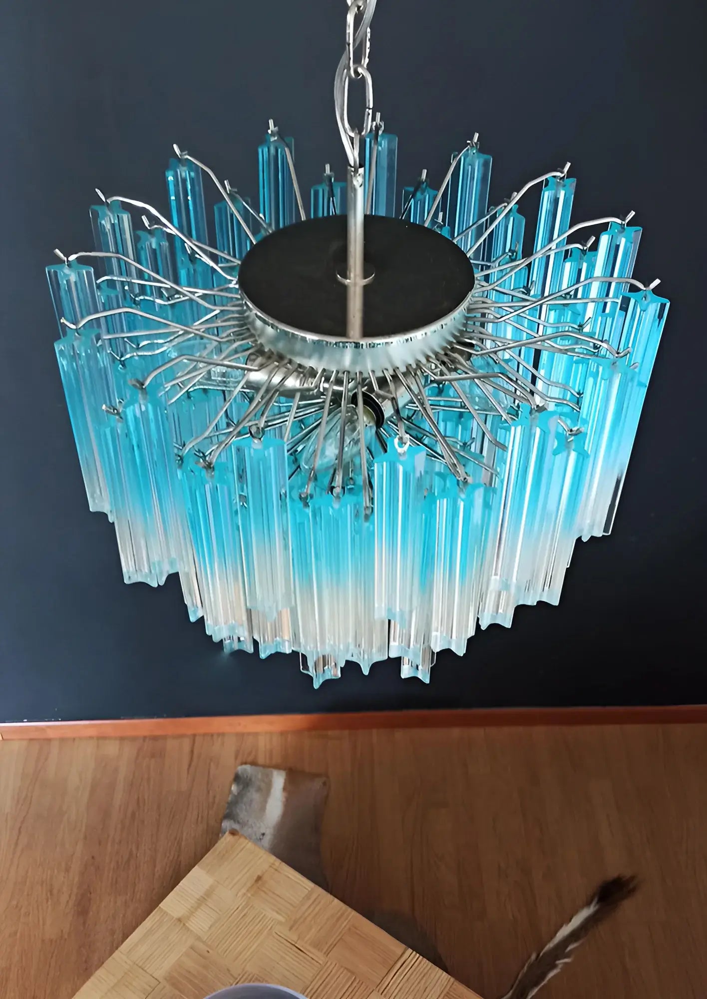 Gorgeous Murano Quadriedri Prisms Blue Chandelier product image