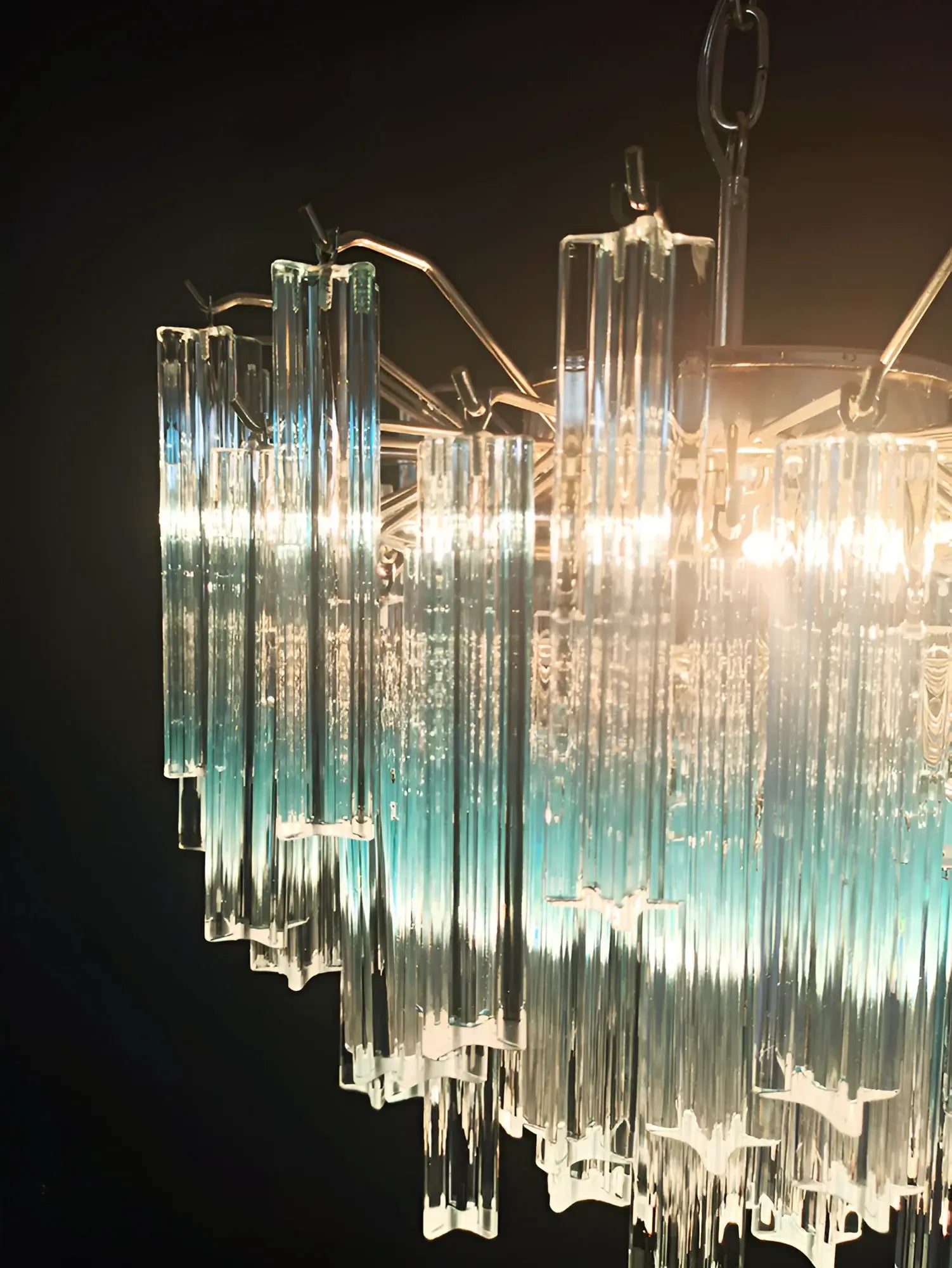Gorgeous Murano Quadriedri Prisms Blue Chandelier product image