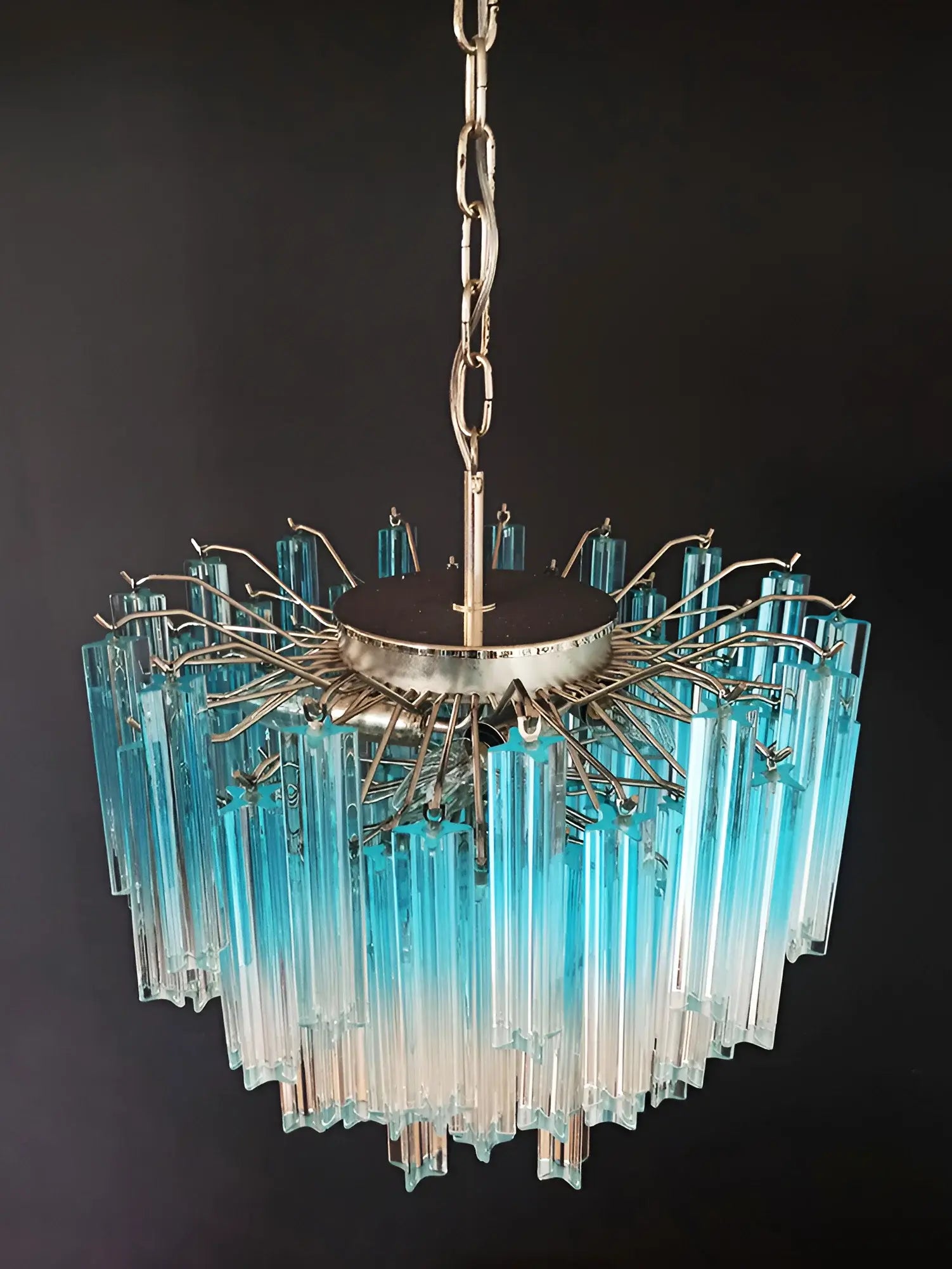 Gorgeous Murano Quadriedri Prisms Blue Chandelier product image