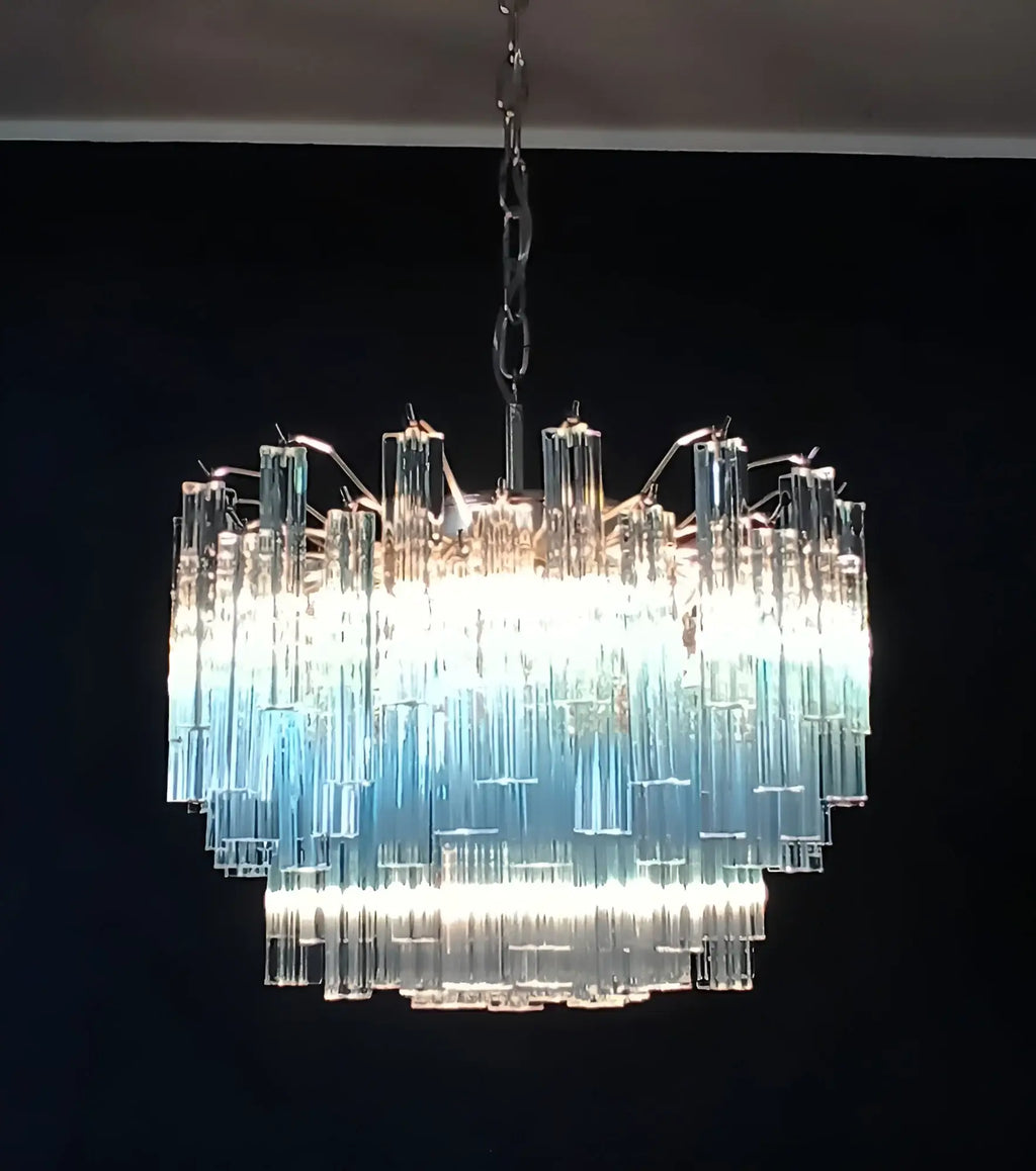 Gorgeous Murano Quadriedri Prisms Blue Chandelier product image