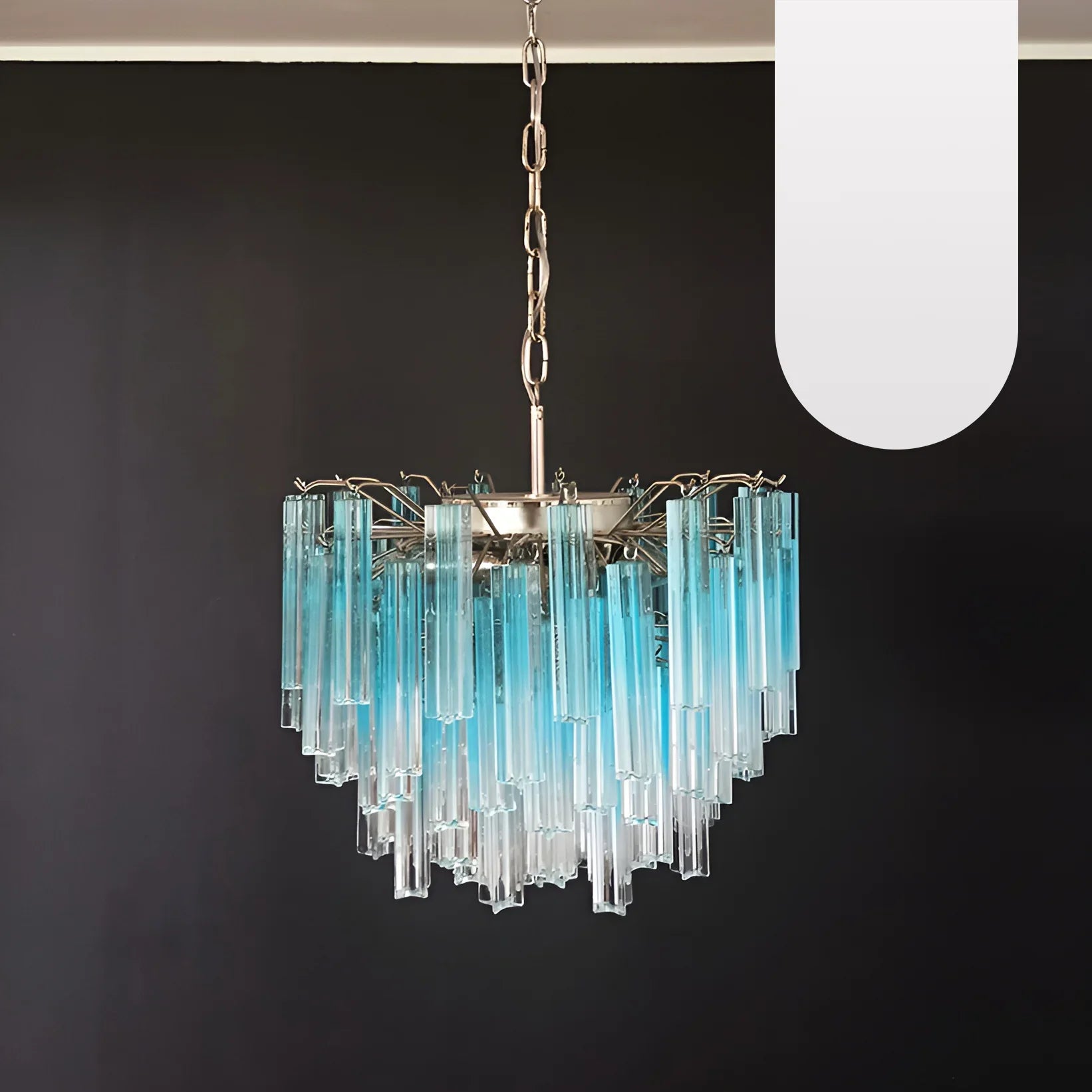Gorgeous Murano Quadriedri Prisms Blue Chandelier product image