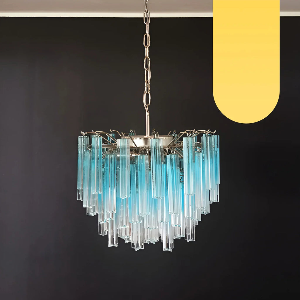 Gorgeous Murano Quadriedri Prisms Blue Chandelier product image