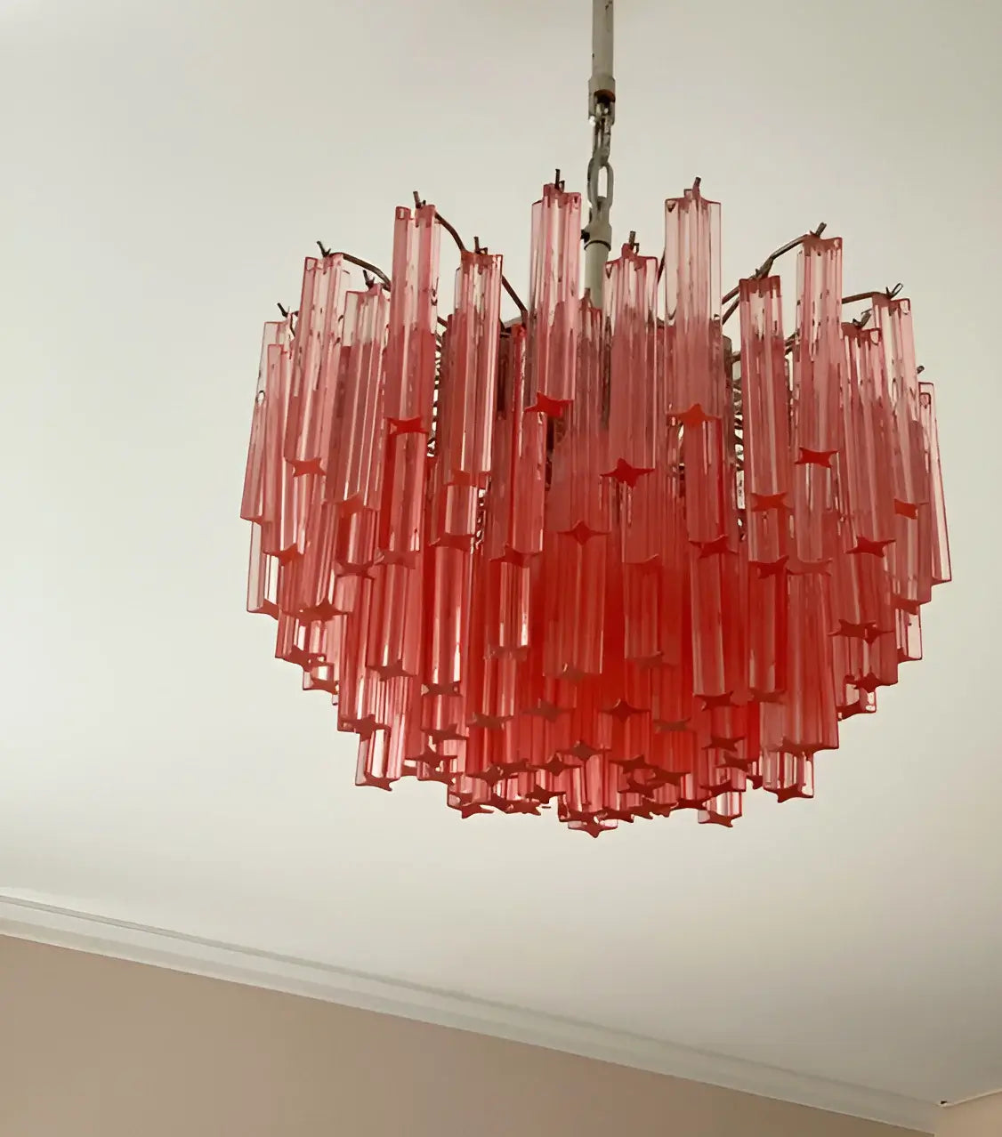 Gorgeous Murano Quadriedri Prisms Pink Chandelier product image