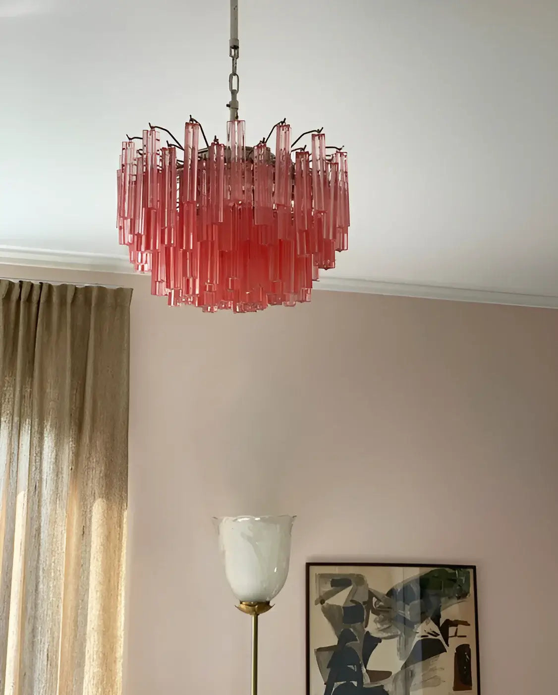 Gorgeous Murano Quadriedri Prisms Pink Chandelier additional product view