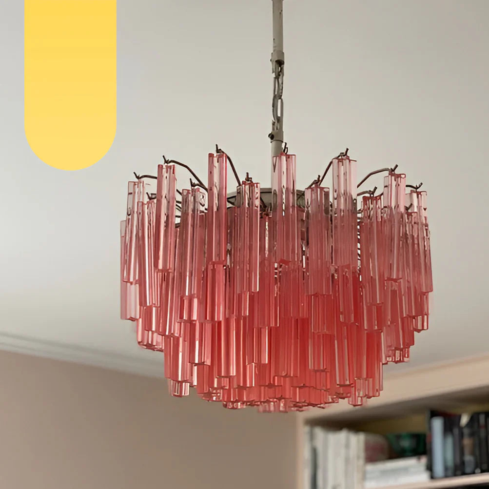Gorgeous Murano Quadriedri Prisms Pink Chandelier product image