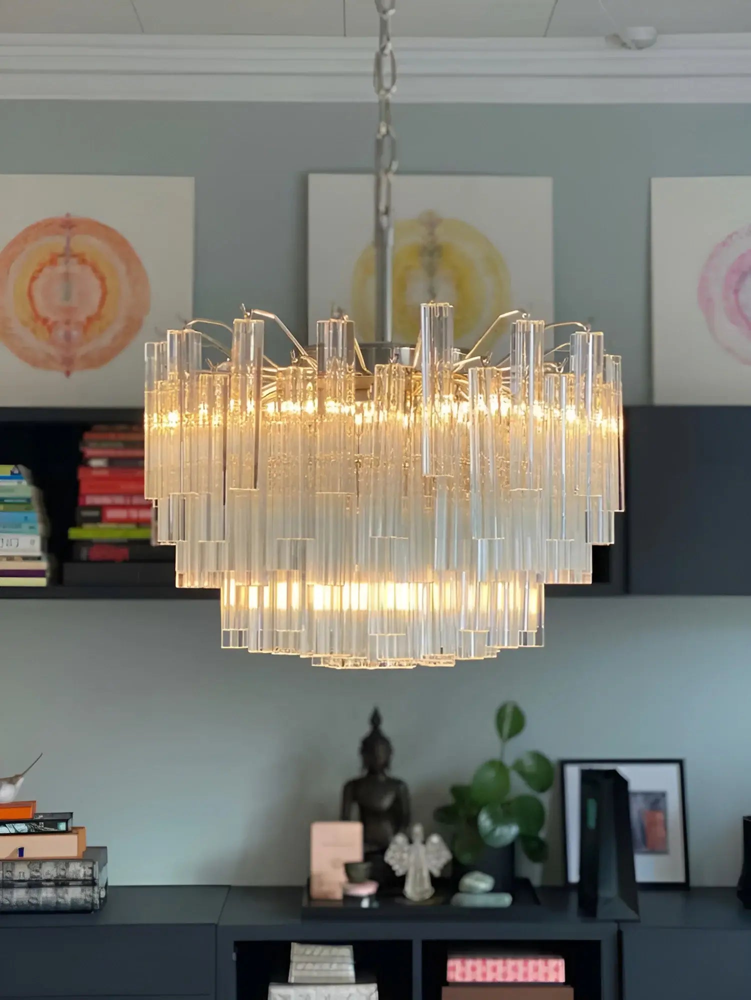 Gorgeous Murano Quadriedri Prisms Transparent Chandelier additional product view