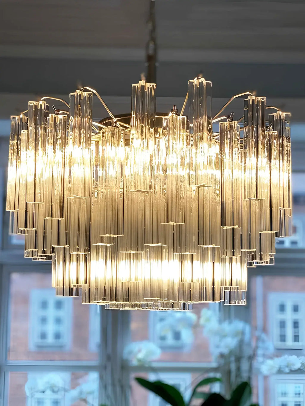 Gorgeous Murano Quadriedri Prisms Transparent Chandelier product image