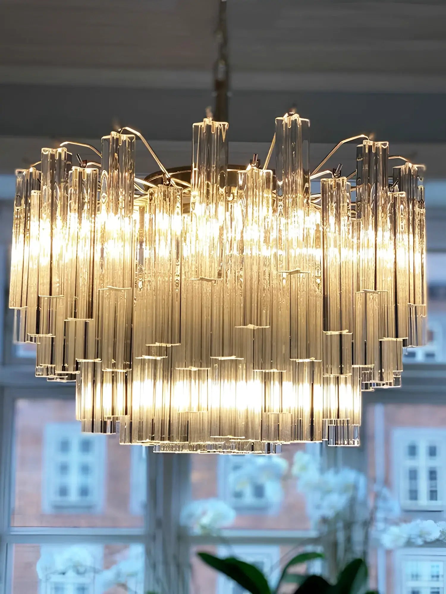 Gorgeous Murano Quadriedri Prisms Transparent Chandelier product image